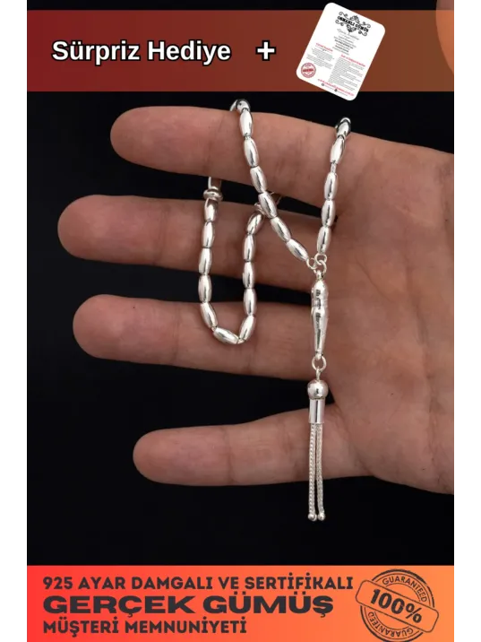 Gümüş Tespih Arpakesim Orta Bilek Boy 18gr