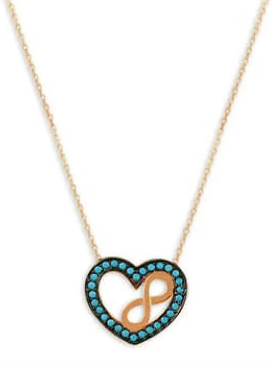 TURKUAZ TAŞLI ROSE SONSUZLUK KALP MODEL BAYAN GÜMÜŞ KOLYE TURKUAZ TAŞLI ROSE SONSUZLUK KALP MODEL BAYAN GÜMÜŞ KOLYE