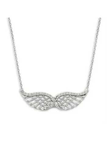 Zirkon Taşlı Melek Kanadı Bayan Gümüş Kolye