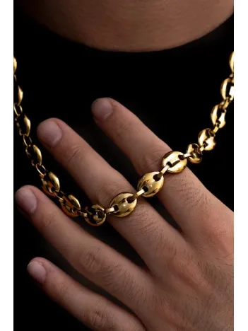 Erkek Çelik Kolye - Gemici Kalın Model Erkek Altın Çelik Kolye - Paslanmaz Çelik