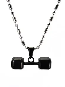 Paslanmaz Çelik Siyah Dambıl Dumbell Erkek Kolye Zincir Küçük Boy