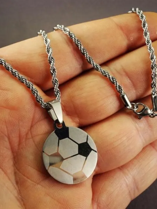 OttoMan Futbol Topu Erkek Çelik Kolye Zincir