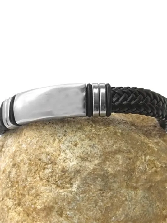 İsim Yazılabilen Örme Deri Erkek Bileklik Kalın Model CBLISIMUZNS-SYH İsim Yazılabilen Örme Deri Erkek Bileklik Kalın Model CBLISIMUZNS-SYH