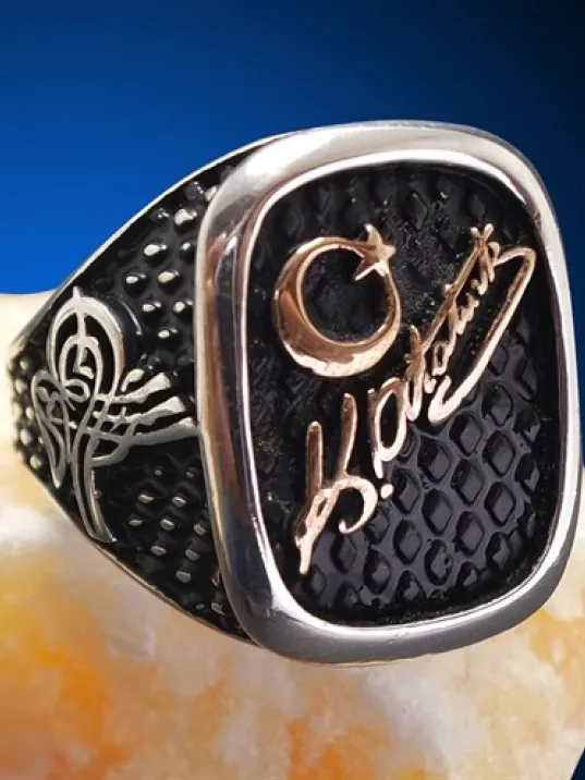 Atatürk İmzalı Ve Tuğralı Erkek Gümüş Yüzük