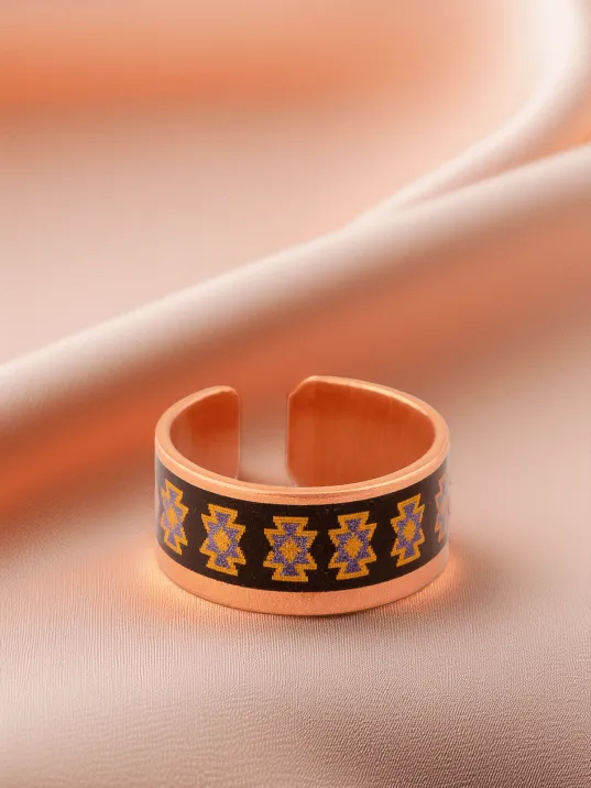 Kadın Bakır Bileklik Yüzük Set - Victoria Model Özel Baskı Metal Kutu Ve Kuvars Taşı