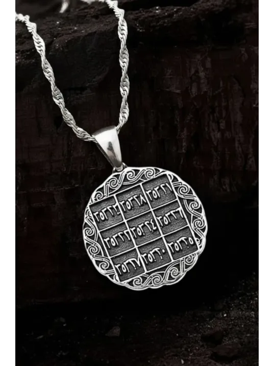 İsmi Azam Ve Yedi Ayetler Vefki Çift Taraflı Kadın Gümüş Kolye