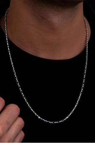 Erkek Çelik Kolye - 3 mm Kuş Gözü Model Çelik Kolye