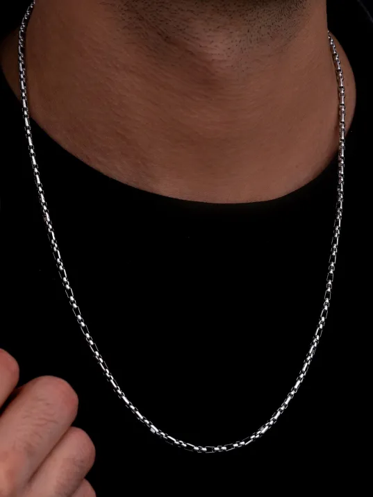 Erkek Çelik Kolye - 3 mm Kuş Gözü Model Çelik Kolye