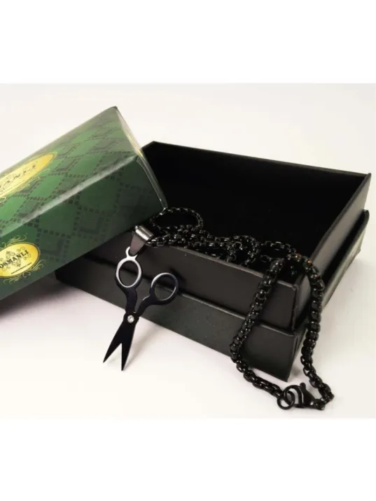 OttoMan Berber Makas Erkek Çelik Kolye Zincir Siyah Model