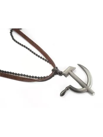 Orak Çekiç Erkek Deri Kolye