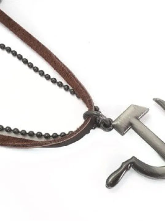 Orak Çekiç Erkek Deri Kolye