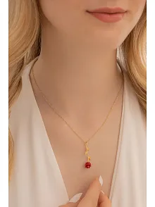 Ters Gül Model 2 Rose Renk Gümüş Kolye Gkltrsgulm1-ros