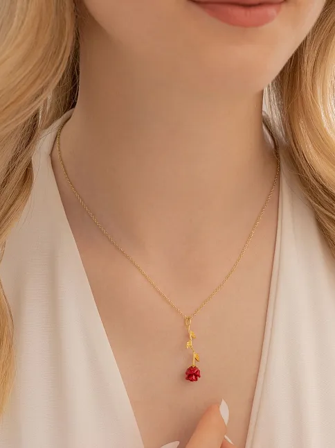 Ters Gül Model 2 Rose Renk Gümüş Kolye Gkltrsgulm1-ros