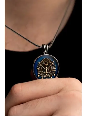 Erkek Gümüş Kolye - Osmanlı Arması İşlemeli Gümüş Kolye