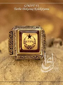 İslam Usta Tasarımı Türk Yazılı Hilal Ay Girift Model 1 Gümüş Erkek Yüzük