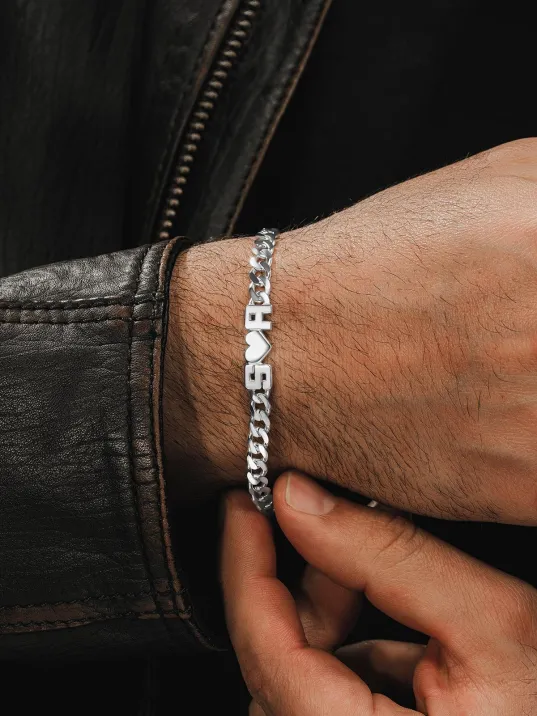 Erkek Gümüş Bileklik - Kesme Harf El İşçiliği Harf ve Obje Yazılı 925 Ayar Gümüş Erkek Bileklik Erkek Gümüş Bileklik - Kesme Harf El İşçiliği Harf ve Obje Yazılı 925 Ayar Gümüş Erkek Bileklik