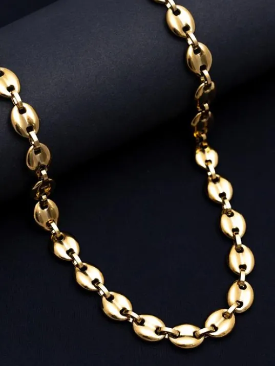 Erkek Çelik Kolye - Gemici Kalın Model Erkek Altın Çelik Kolye - Paslanmaz Çelik