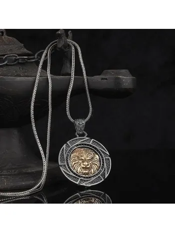 Aslan Başı Model 925 Ayar Gümüş Erkek Kolye Zincir GKLASLANBAS-GMS