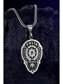 Polis Rozeti Kolyesi - Emniyet Teşkilatı Arması Gümüş Kolyesi