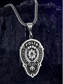 Polis Rozeti Kolyesi - Emniyet Teşkilatı Arması Gümüş Kolyesi