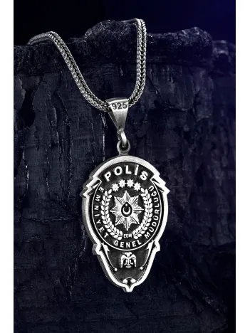 Polis Rozeti Kolyesi - Emniyet Teşkilatı Arması Gümüş Kolyesi