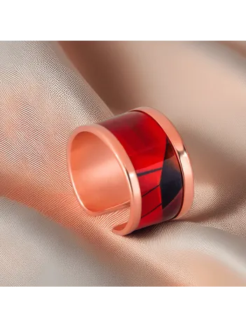 Kadın Bakır Yüzük - Sunny Model Özel Baskı Metal Kutu Ve Kuvars Taşı