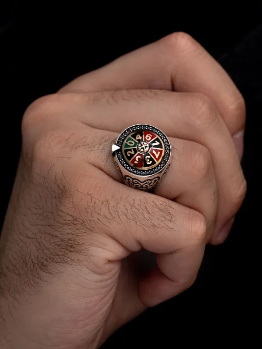 Las Vegas Rulet Model Döner Başlı Erkek Gümüş Yüzük