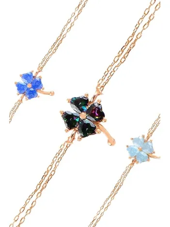 Rose Taşlı Yonca Model Kadın Gümüş Bileklik Gblyncmdlb1-ros