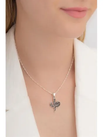 Büyük Vav Elif Bayan Gümüş Kolye