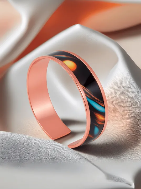 Kadın Bakır Bileklik - Andrelina Model Özel Baskı Metal Kutu Ve Doğal Taşlar