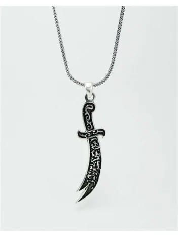 Ayetli Zülfikar Erkek Gümüş Kolye Zincir