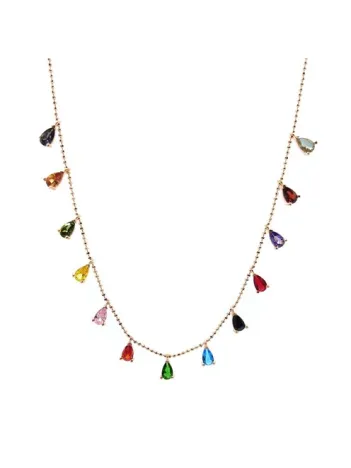 Mix Zirkon Taşlı Rose Renk Bayan Gümüş Kolye