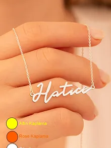 Kadın Gümüş Kolye - Hatice Yazılı 925 Ayar Gümüş Kadın Kolye