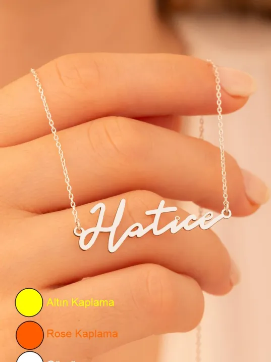 Kadın Gümüş Kolye - Hatice Yazılı 925 Ayar Gümüş Kadın Kolye Kadın Gümüş Kolye - Hatice Yazılı 925 Ayar Gümüş Kadın Kolye