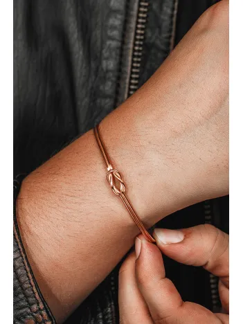 Erkek Gümüş Bileklik - El Yapımı Rose Kaplama Aşk Düğümü Erkek Bileklik Kelepçe