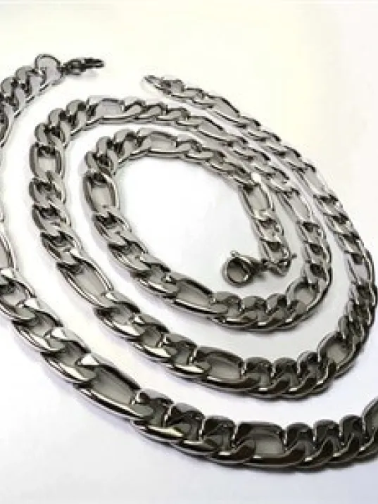 FİGARO ÇELİK ERKEK KOLYE VE BİLEKLİK SET KALIN MODEL