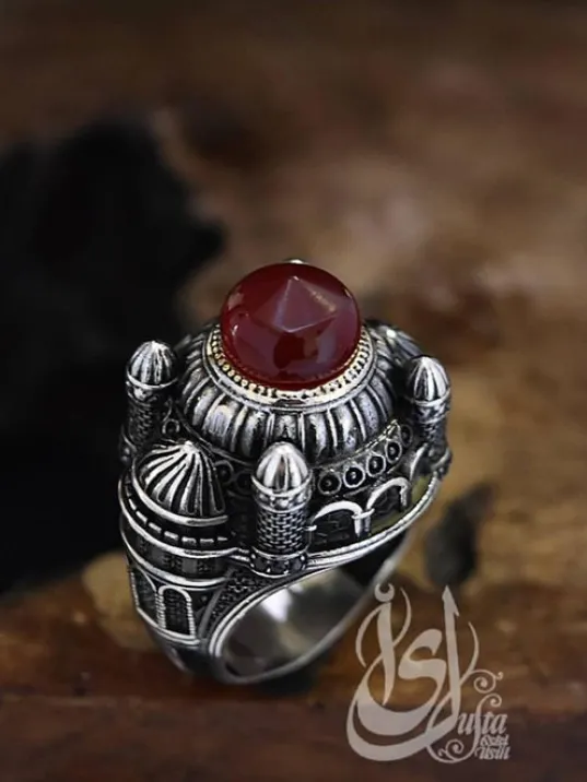 İslam Usta Tasarımı Kızıl Kubbe Model Gümüş Erkek Yüzük GYZISLMSTM4-GMS İslam Usta Tasarımı Kızıl Kubbe Model Gümüş Erkek Yüzük GYZISLMSTM4-GMS