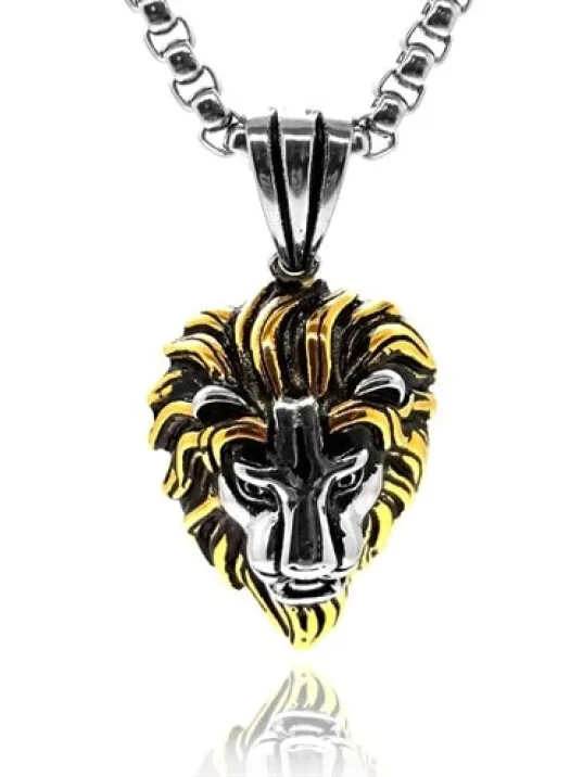 Sarı Yeleli Aslan Başı Figürlü Paslanmaz Çelik Kolye CKLSARASLAN-BYZ Sarı Yeleli Aslan Başı Figürlü Paslanmaz Çelik Kolye CKLSARASLAN-BYZ