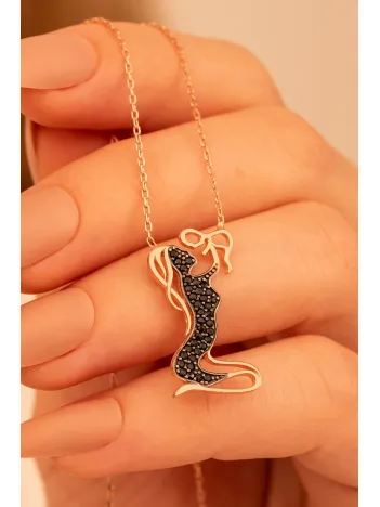 Anne Bebek Figürlü Rose Bayan Gümüş Kolye