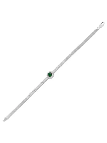 İkarus Zümrüt Taşlı Su Yolu Bayan Gümüş Bileklik