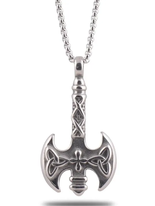 Ottoman Motifli Çift Taraflı Balta Model Çelik Erkek Kolye Zincir CKLBLTMDLKL-GMS Ottoman Motifli Çift Taraflı Balta Model Çelik Erkek Kolye Zincir CKLBLTMDLKL-GMS