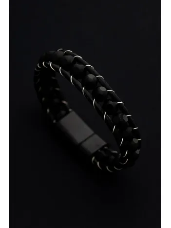 Kadın Erkek Doğal Taş Bileklik - Siyah Oniks Doğal Taşı Kadın Erkek Bileklik