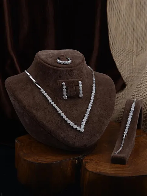 Ahsen Gümüş Su Yolu Set - Bileklik,Yüzük,Küpe,Kolye