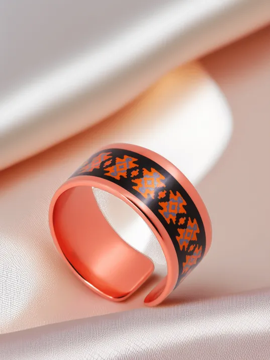 Kadın Bakır Bileklik Yüzük Set - Victoria Model Özel Baskı Metal Kutu Ve Kuvars Taşı