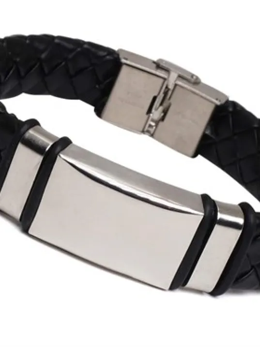 Örme Deri Erkek Bileklik Kalın Model