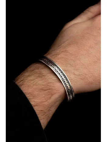 Erkek Gümüş Bileklik - Gümüş Otantik Tasarım Model 2 Erkek kelepçe