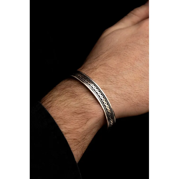Erkek Gümüş Bileklik - Gümüş Otantik Tasarım Model 2 Erkek kelepçe Erkek Gümüş Bileklik - Gümüş Otantik Tasarım Model 2 Erkek kelepçe
