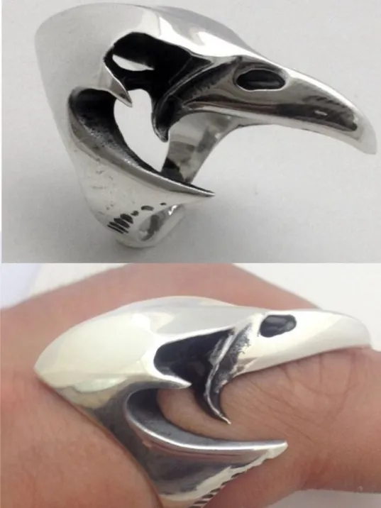 Erkek Gümüş Yüzük - Kuzgun Kafası 925 Ayar Gümüş Erkek Yüzük Erkek Gümüş Yüzük - Kuzgun Kafası 925 Ayar Gümüş Erkek Yüzük