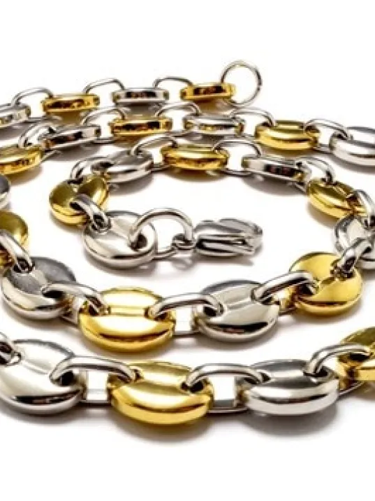 Gemici Model Sarı Beyaz Çelik Erkek Kolye Bileklik Set Gemici Model Sarı Beyaz Çelik Erkek Kolye Bileklik Set