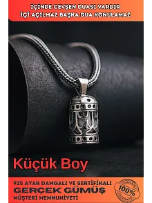 Erkek Gümüş Cevşen Kolye - Allah Yazılı Gümüş Muska Cevşen